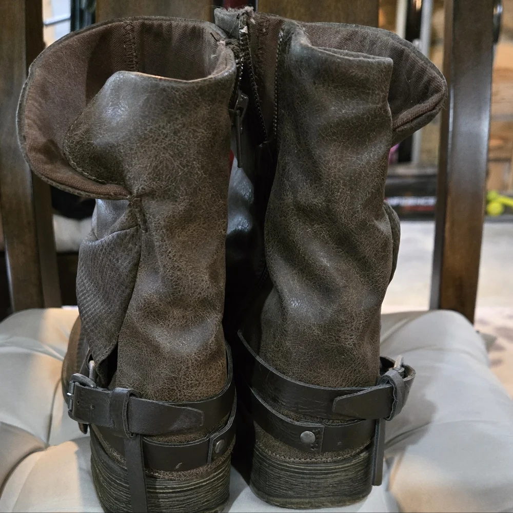 Brown Slouchy Ankle Boots with Buckle - Picture 5 of 6